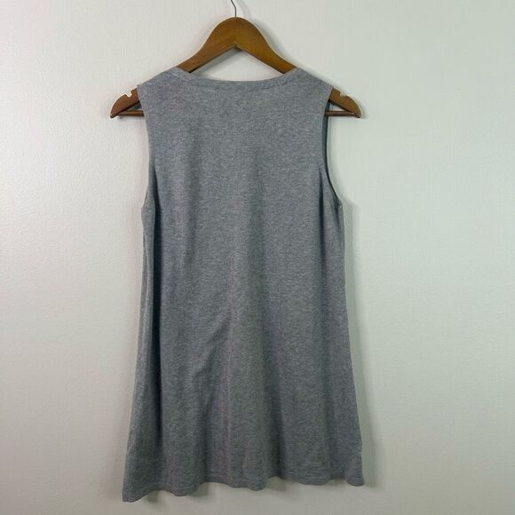 Eileen Fisher Gray Sleeveless Tunic Top S Organic Cotton V-Neck Hand Loomed - Picture 6 of 9